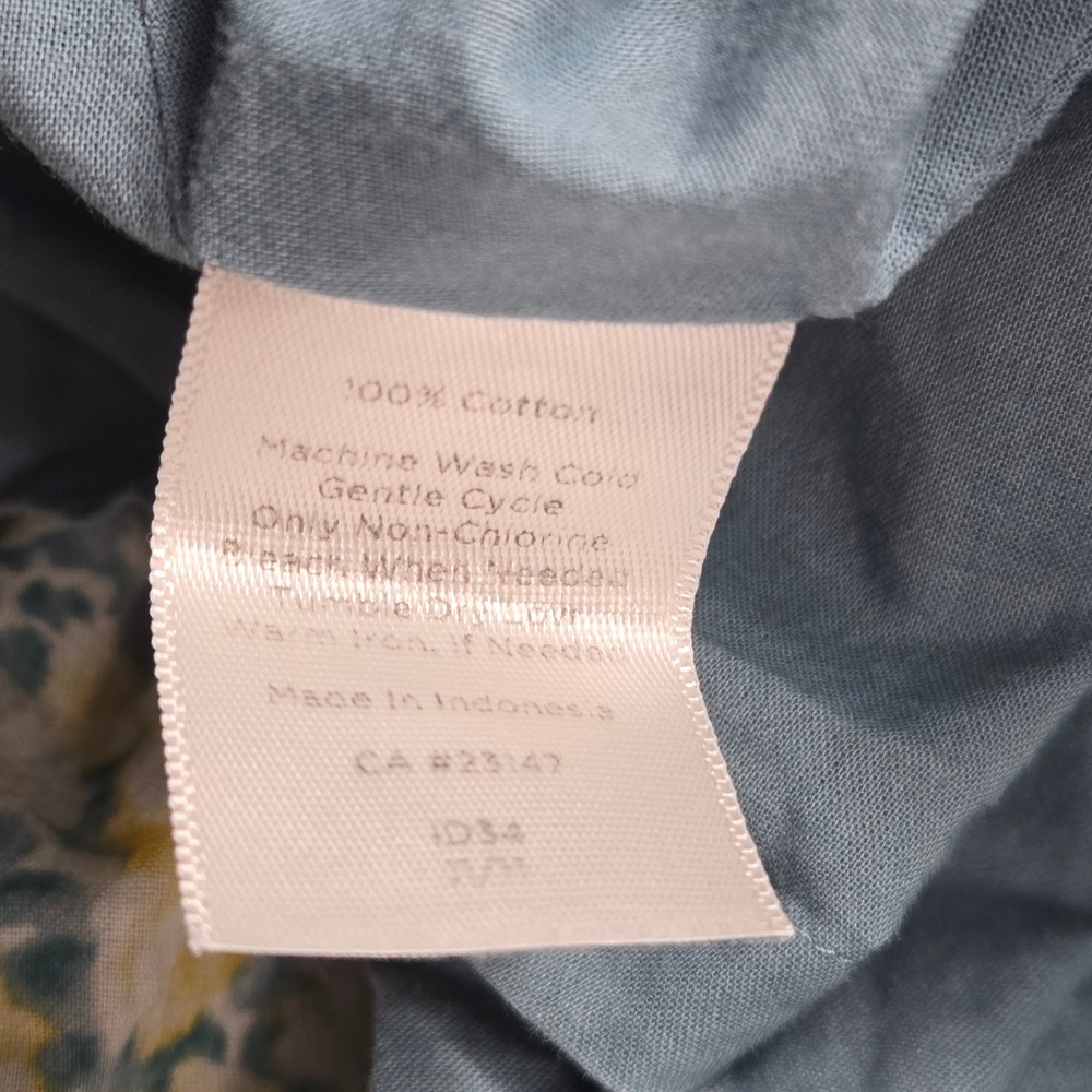 Talbots Floral A-Line Skirt Blue Yellow White Cotton Lined Cottagecore Size 16 - Picture 4 of 6